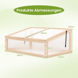 Costway Υπερυψωμένη Ξύλινη Θερμοκήπιο-Καλλιέργεια με Διαφανές Αναδι...