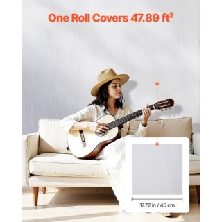 VEVOR Αυτοκόλλητη Ταπετσαρία Λευκή Ξύλινη Υφή 45cm x 10m Αδιάβροχη ...