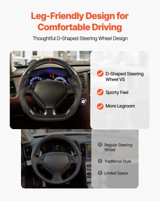 VEVOR Τιμόνι Ανθρακονήματος D-Shape Flat-Bottom με Δερμάτινη Λαβή γ... VEVOR Τιμόνι Ανθρακονήματος D-Shape Flat-Bottom με Δερμάτινη Λαβή γ...