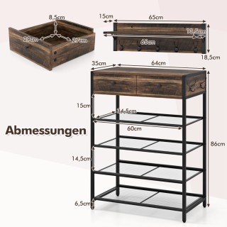 Σετ Κρεμάστρας και Παπουτσοθήκης με Ράφι Τοίχου, 7 Γάντζους, 2 Συρτ... Σετ Κρεμάστρας και Παπουτσοθήκης με Ράφι Τοίχου, 7 Γάντζους, 2 Συρτ...