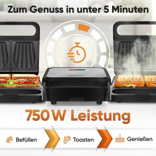 Τοστιέρα με Αντικολλητικές Πλάκες 750W – Inox PC-ST1297-Inox Proficare Τοστιέρα με Αντικολλητικές Πλάκες 750W – Inox PC-ST1297-Inox Proficare