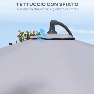 Outsunny Κάλυμμα για Ομπρέλα Ø295 cm από Πολυεστέρα Γκρι Ανθεκτικό ...