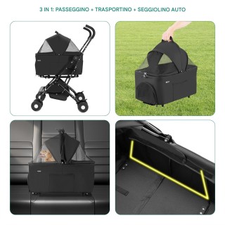 BAKAJI Καρότσι για Σκύλους και Γάτες με Αποσπώμενο Καλαθάκι για Κατ...