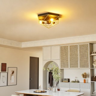 HOMCOM Βιομηχανικού Στυλ Γεωμετρικό Φωτιστικό Οροφής με 3 Υποδοχές ...