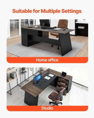 Γραφείο L με Ντουλάπια και Αποθήκευση 140 x 37 x 75.4 cm Μαύρο - Σκ...