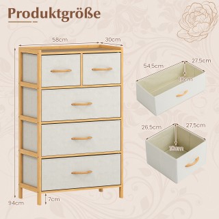 Costway Ντουλάπι αποθήκευσης από μπαμπού με 5 πτυσσόμενα υφασμάτινα... Costway Ντουλάπι αποθήκευσης από μπαμπού με 5 πτυσσόμενα υφασμάτινα...