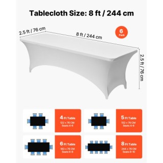 VEVOR 6-Δαχτυλοειδής Τραπεζομάντηλο για Ορθογώνιο 8FT σε Λευκό Χρώμ... VEVOR 6-Δαχτυλοειδής Τραπεζομάντηλο για Ορθογώνιο 8FT σε Λευκό Χρώμ...