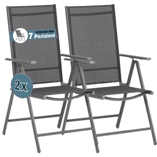 BAKAJI Σετ 2 Πτυσσόμενες Καρέκλες Κήπου Γκρι Ξαπλώστρες Εξωτερικού ...