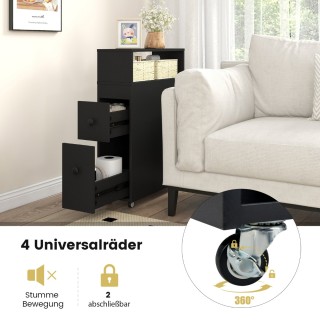 Costway Λεπτή Λευκή Ντουλάπα Μπάνιου με Ρόδες και Αποθηκευτικούς Χώ...