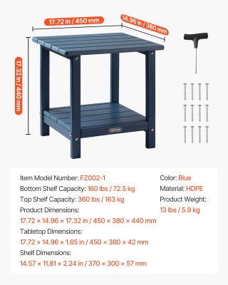 Μπλε Εξωτερικό Τραπέζι Πολυαιθυλενίου 2 Επιπέδων 450 x 380 x 42 mm ... Μπλε Εξωτερικό Τραπέζι Πολυαιθυλενίου 2 Επιπέδων 450 x 380 x 42 mm ...