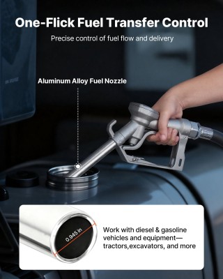 VEVOR Αντλία Μεταφοράς Καυσίμου 12V DC 57 L/min, Κιτ Μεταφοράς Dies...