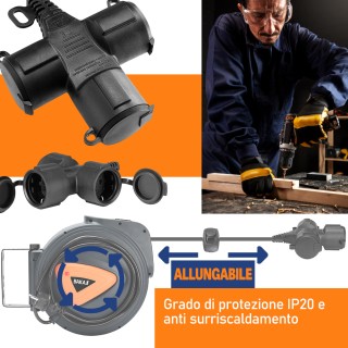 BAKAJI Περιστρεφόμενη Κάλυψη Καλωδίου 15 Μέτρων με Πολύπριζο 180° κ...