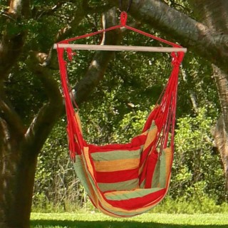 BAKAJI Κρεμαστή Καρέκλα Κήπου με Ροζ Κόκκινα Μαξιλάρια 02814220