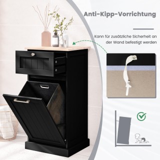 Costway  Ντουλάπα ρούχων με καλάθι, συρτάρι και μπαμπού επιφάνεια τ...