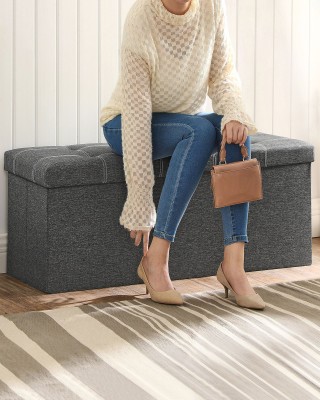 SONGMICS Πολυλειτουργικό Αποθηκευτικό Πουφ 110x38x38 εκ, Ανοιχτό Γκ... SONGMICS Πολυλειτουργικό Αποθηκευτικό Πουφ 110x38x38 εκ, Ανοιχτό Γκ...