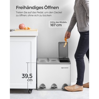 Τριπλός Κάδος Ανακύκλωσης με Πεντάλ 24lt 47 x 28.3 x 39.5cm Λευκό /... Τριπλός Κάδος Ανακύκλωσης με Πεντάλ 24lt 47 x 28.3 x 39.5cm Λευκό /...