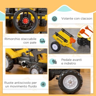 HOMCOM Εκσκαφέας με Πεντάλ για Παιδιά από 3 Ετών με Μπροστινό Φτυάρ...