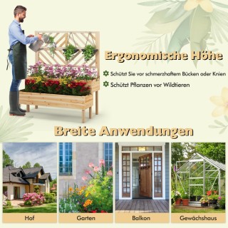 Costway Διπλό υπερυψωμένο κρεβάτι κήπου με πέργκολα και πόδια 109 x...