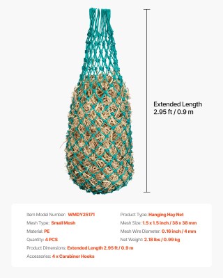 VEVOR Δίχτυα Τροφής για Άλογα - 4 Τεμάχια PE με Καραμπίνερ MGCWXWYY... VEVOR Δίχτυα Τροφής για Άλογα - 4 Τεμάχια PE με Καραμπίνερ MGCWXWYY...