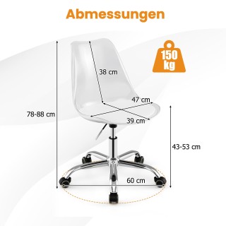 Costway Καρέκλα Γραφείου Διαφανής με Ρόδες, Περιστρεφόμενη, και Ρυθ...