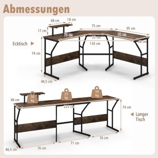 Costway  Ο απόλυτος L-σχήματος υπολογιστής γραφείου για αυξημένη πα...