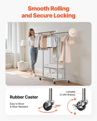 VEVOR Ράγα ρούχων με 2 ράβδους και 2 ράφια, ρυθμιζόμενο ύψος, ανθρα... VEVOR Ράγα ρούχων με 2 ράβδους και 2 ράφια, ρυθμιζόμενο ύψος, ανθρα...