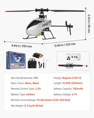 VEVOR Τηλεκατευθυνόμενο Ελικόπτερο 2.4GHz με Γυροσκόπιο και 39 Λεπτ... VEVOR Τηλεκατευθυνόμενο Ελικόπτερο 2.4GHz με Γυροσκόπιο και 39 Λεπτ...