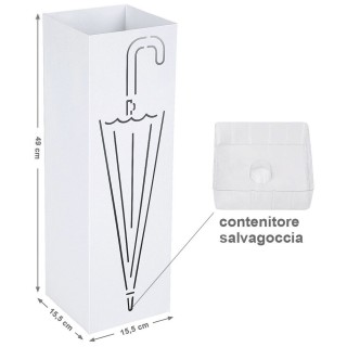 BAKAJI  Σταντ Ομπρελοθήκης Σιδερένιο Τετράγωνο Λευκό με Δοχείο Συλλ...