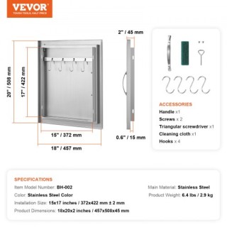 Πόρτα BBQ VEVOR 457x508mm Ανοξείδωτη για Εξωτερική Κουζίνα DMMBSCJ... Πόρτα BBQ VEVOR 457x508mm Ανοξείδωτη για Εξωτερική Κουζίνα DMMBSCJ...