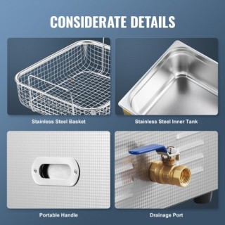 VEVOR 15L Υπερηχητικός Καθαριστής με Θερμαντήρα, Χρονοδιακόπτη & Κ... VEVOR 15L Υπερηχητικός Καθαριστής με Θερμαντήρα, Χρονοδιακόπτη & Κ...