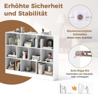 Costway Ράφι Βιβλιοθήκης 3 Επιπέδων με 10 Θέσεις 140 x 24 x 104 cm ...