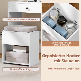 Costway Τουαλέτα Μπουντουάρ με Φωτισμό & Καθρέφτη & Σκαμπό HU10763D...