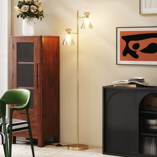 HOMCOM Μοντέρνο Φωτιστικό Δαπέδου με 2 Φώτα και Ρυθμιζόμενες Κεφαλέ...