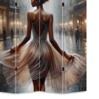 BAKAJI  Παραβάν 4 Πάνελ Δομή Ξύλου Εκτύπωση Η Μπαλαρίνα 180 x 161 ε...