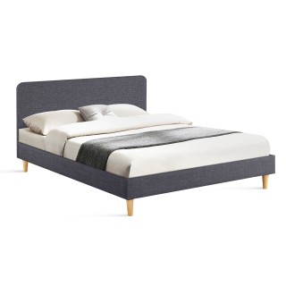 Διπλό Κρεβάτι Evy με Ξύλινα Πόδια - 160x200 cm Γκρι 30130589 Idomya Διπλό Κρεβάτι Evy με Ξύλινα Πόδια - 160x200 cm Γκρι 30130589 Idomya