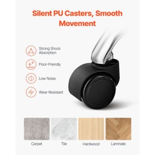 VEVOR Λευκός Στρογγυλός Σκαμπό με Ρόδες και Ρυθμιζόμενο Ύψος YDBSNL...