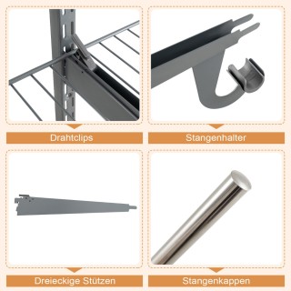 Costway Επεκτάσιμο Σύστημα Αποθήκευσης Γκρι 122 - 244 cm JZ10353GR Costway Επεκτάσιμο Σύστημα Αποθήκευσης Γκρι 122 - 244 cm JZ10353GR