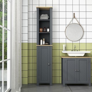 kleankin στήλη μπάνιου εξοικονόμησης χώρου με ντουλάπι και 3 ανοιχτ... kleankin στήλη μπάνιου εξοικονόμησης χώρου με ντουλάπι και 3 ανοιχτ...