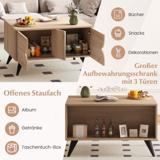 Costway Μοντέρνο Τραπεζάκι Καφέ με Αποθηκευτικό Χώρο, Αγροικία Στυλ...