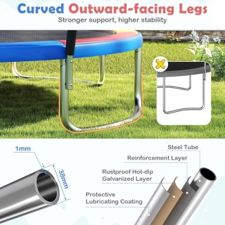 Costway  Πολύχρωμο Στρογγυλό Τραμπολίνο Κήπου με Σκάλες και Δίχτυ Α...