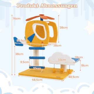 Costway Παιδική Χαρά Γάτας με Σχέδιο Ελικοπτέρου και Πλατφόρμα Συνν...