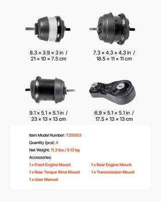 VEVOR Σετ Στήριξης Κινητήρα & Κιβωτίου, 4 Τεμάχια, Συμβατό με Chevr...