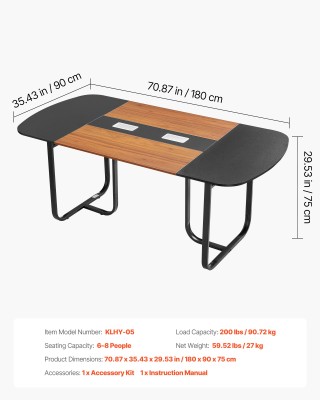 VEVOR Οβάλ Τραπέζι Συνεδριάσεων για 6-8 Άτομα, Μαύρο & Καφέ BGHYZTY... VEVOR Οβάλ Τραπέζι Συνεδριάσεων για 6-8 Άτομα, Μαύρο & Καφέ BGHYZTY...