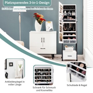 Πολυλειτουργική Ντουλάπα Κοσμημάτων με Καθρέφτη και Ρόδες 42 x 38 x...