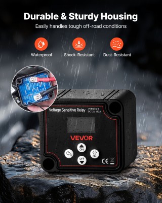 VEVOR Σετ Διπλής Μπαταρίας 12V με Έξυπνο Απομονωτή VSR και Οθόνη LC...