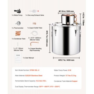 VEVOR Σετ Απόσταξης Φεγγαρόφωτου 13 Γαλόνια για Νερό και Αλκοόλ, Κι... VEVOR Σετ Απόσταξης Φεγγαρόφωτου 13 Γαλόνια για Νερό και Αλκοόλ, Κι...