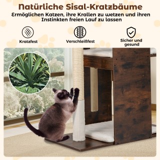 Costway Ξύλινος Ονυχοδρόμιο 120 cm με Στύλους Σιζάλ & Κρεμαστά Μπαλ...