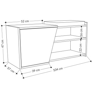 BAKAJI Παπουτσοθήκη Εισόδου με 2 Ράφια, Πόρτα, Μαξιλάρι και Φινίρισ...