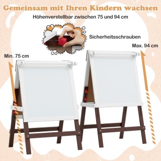 Costway Παιδική Ρυθμιζόμενη Καβαλέτο με Καρέκλα & Διπλής Όψεως Πίνα...