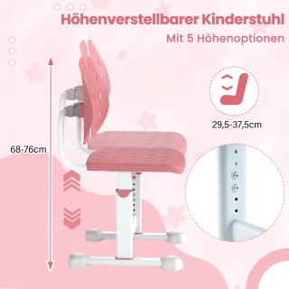 Costway Ροζ Παιδική Καρέκλα Γραφείου με Ρυθμιζόμενο Ύψος και Διπλή ...